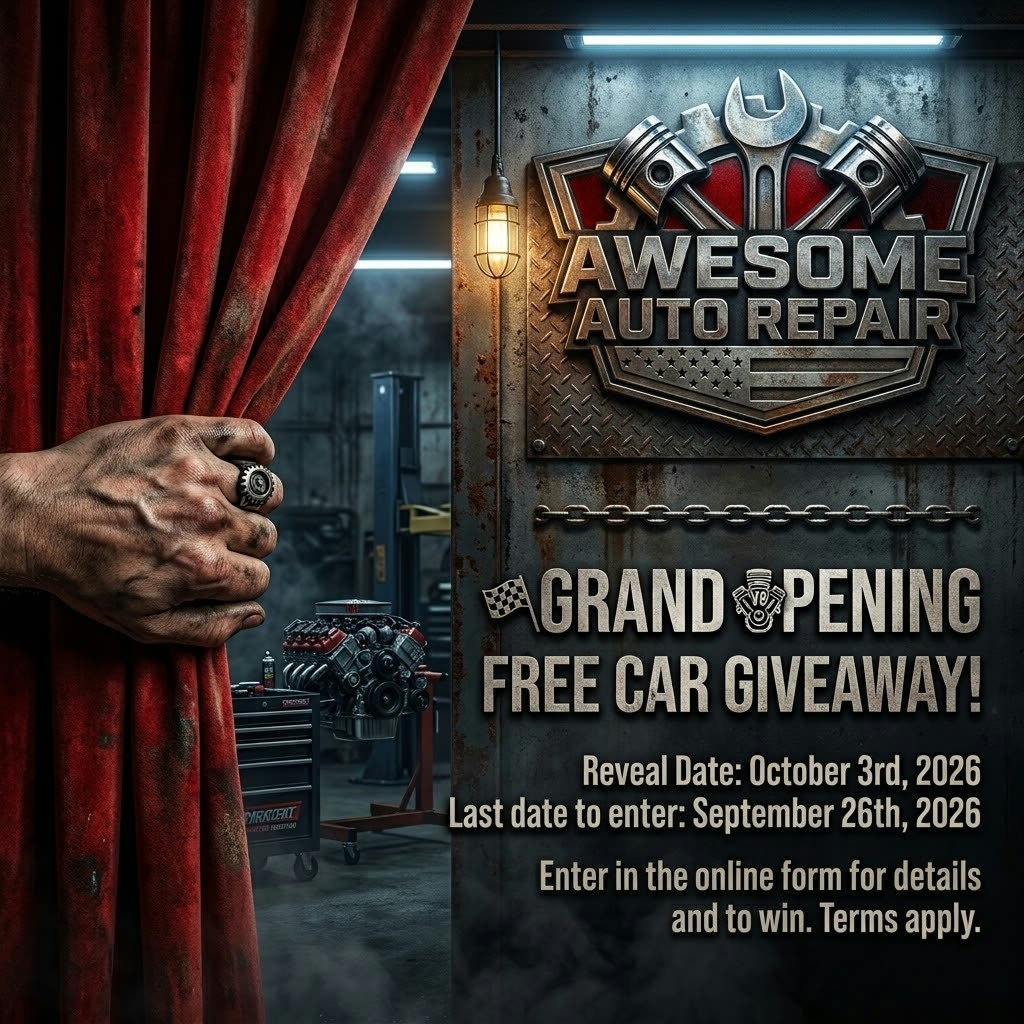 Awesome Auto Repair free car giveaway flyer